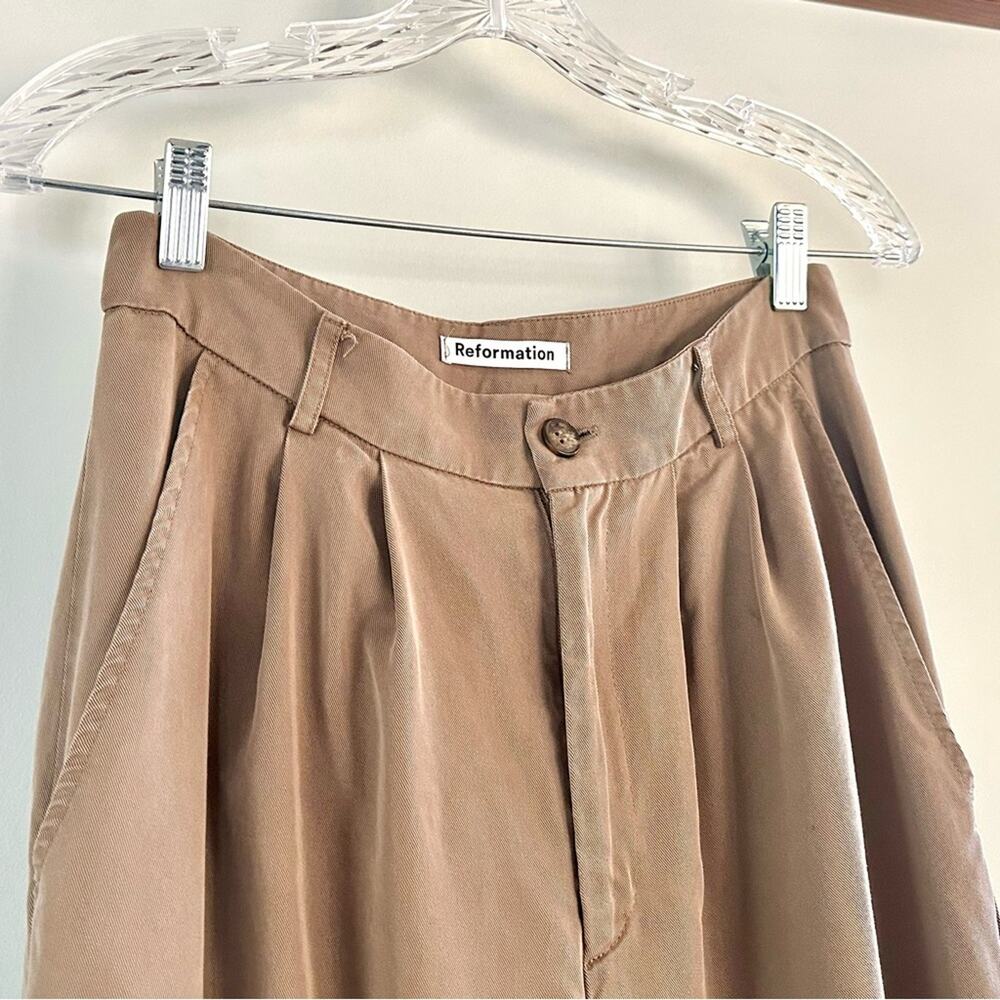 Reformation Mason Pant High Rise Tencel Wide Leg Brown Size 4 - Picture 6 of 9
